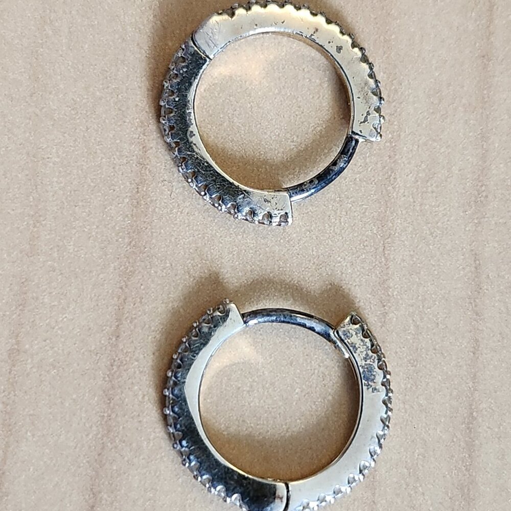 APM Monaco 925 Silver Mini Pave Hoop earrings - sterling silver & cubic zirconia